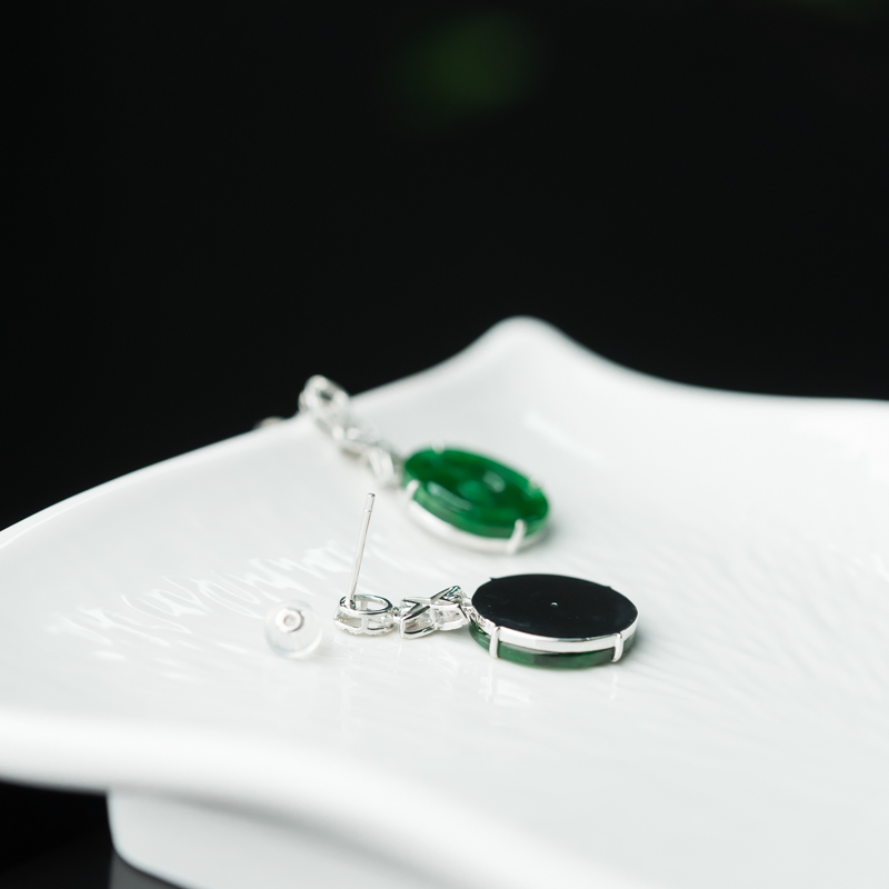 翡翠平安扣耳钉-红掌柜