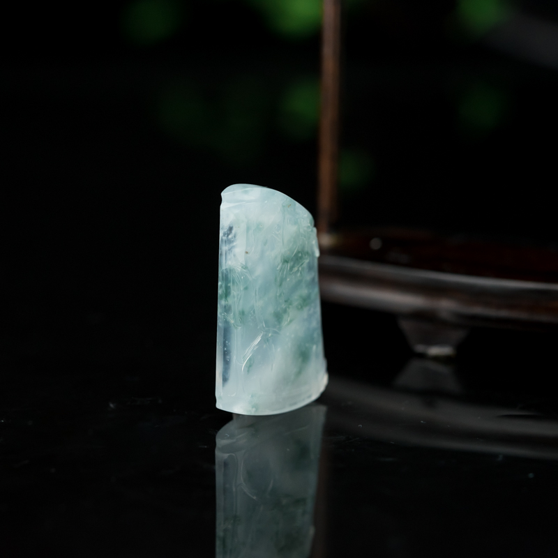 缅甸糯冰种飘花翡翠竹报平安吊坠-红掌柜