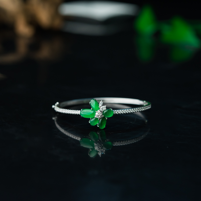 缅甸天然糯冰种翡翠随形手环-红掌柜