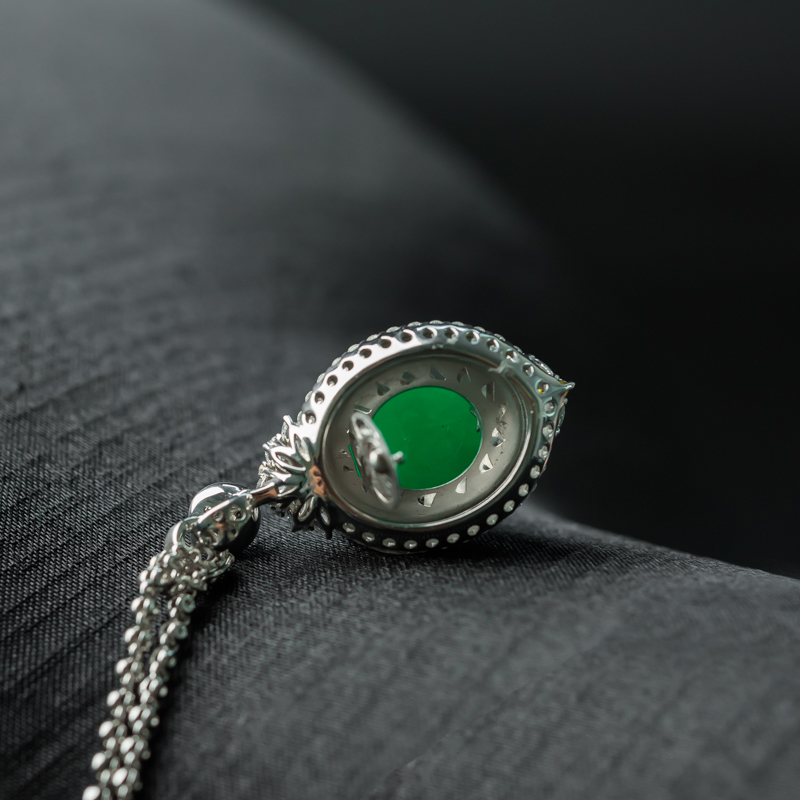 缅甸天然糯种翡翠戒面吊坠-红掌柜