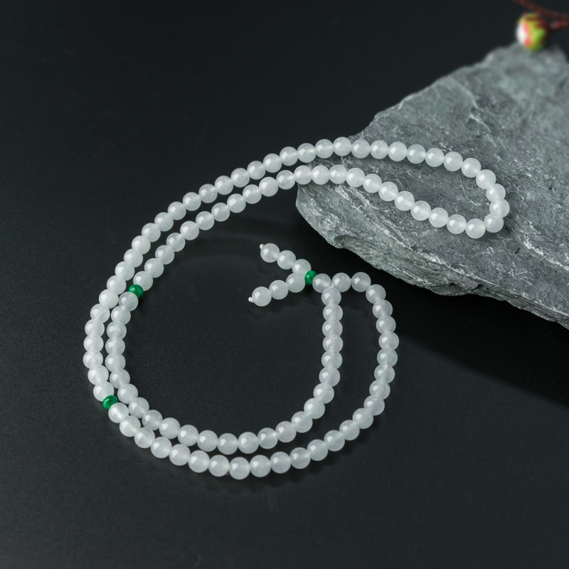 缅甸天然糯冰种翡翠108佛珠-红掌柜