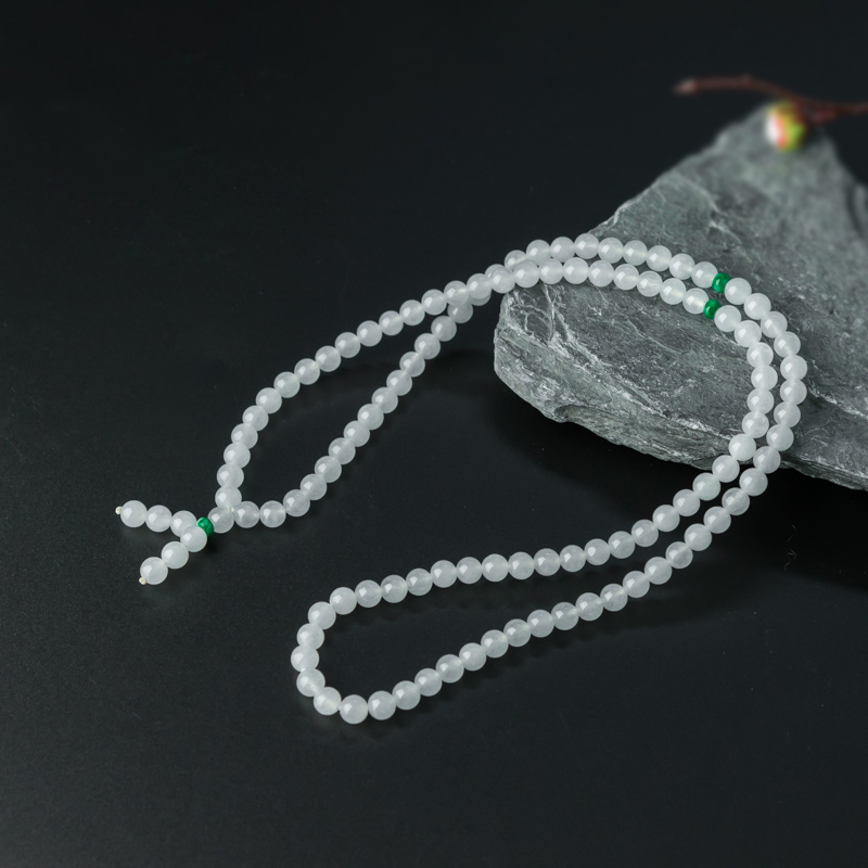 缅甸糯冰种翡翠108佛珠-红掌柜