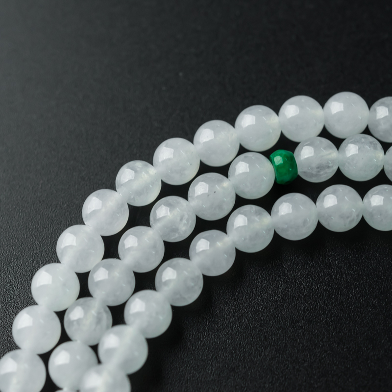 缅甸天然糯冰种翡翠佛珠-红掌柜