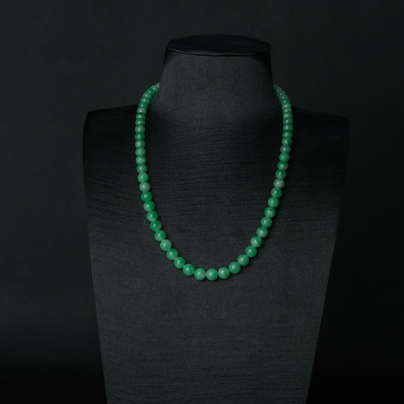 缅甸天然糯种阳绿翡翠项链-红掌柜