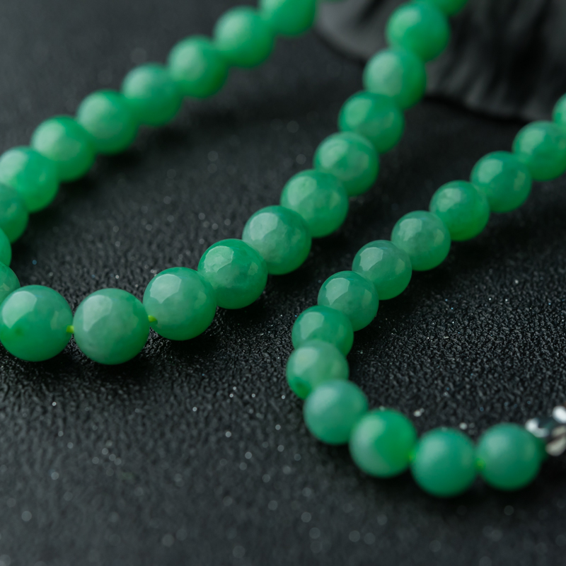 缅甸天然糯种翡翠项链-红掌柜