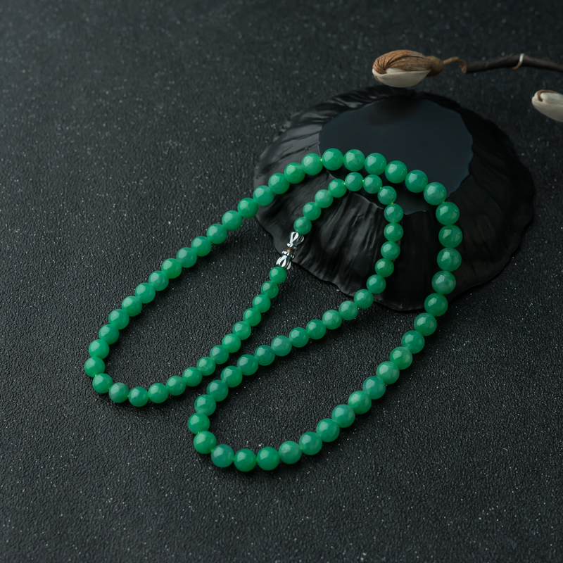 缅甸天然阳绿翡翠项链-红掌柜