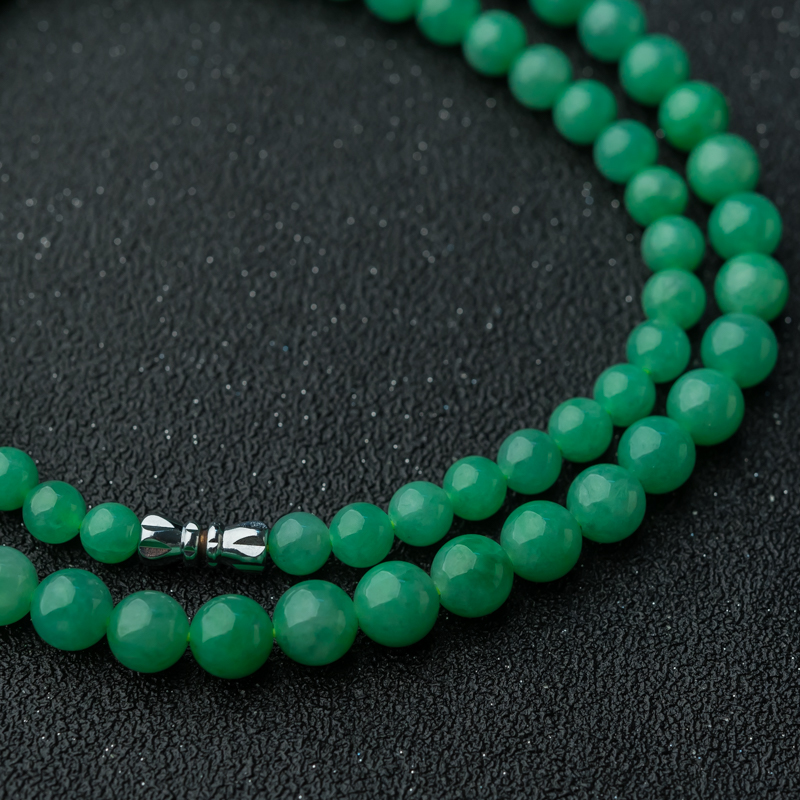 缅甸天然糯种翡翠项链-红掌柜