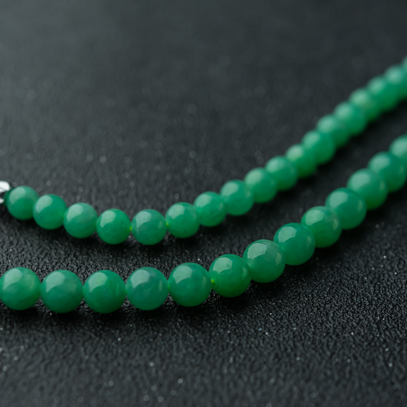 糯种阳绿翡翠项链-红掌柜