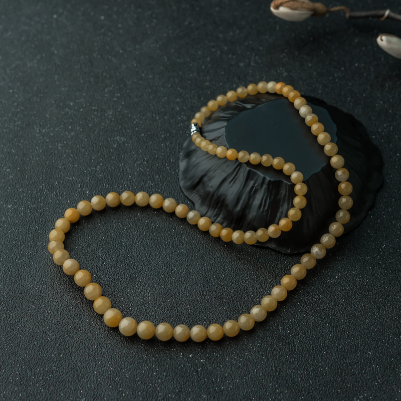 缅甸天然糯种黄翡项链-红掌柜