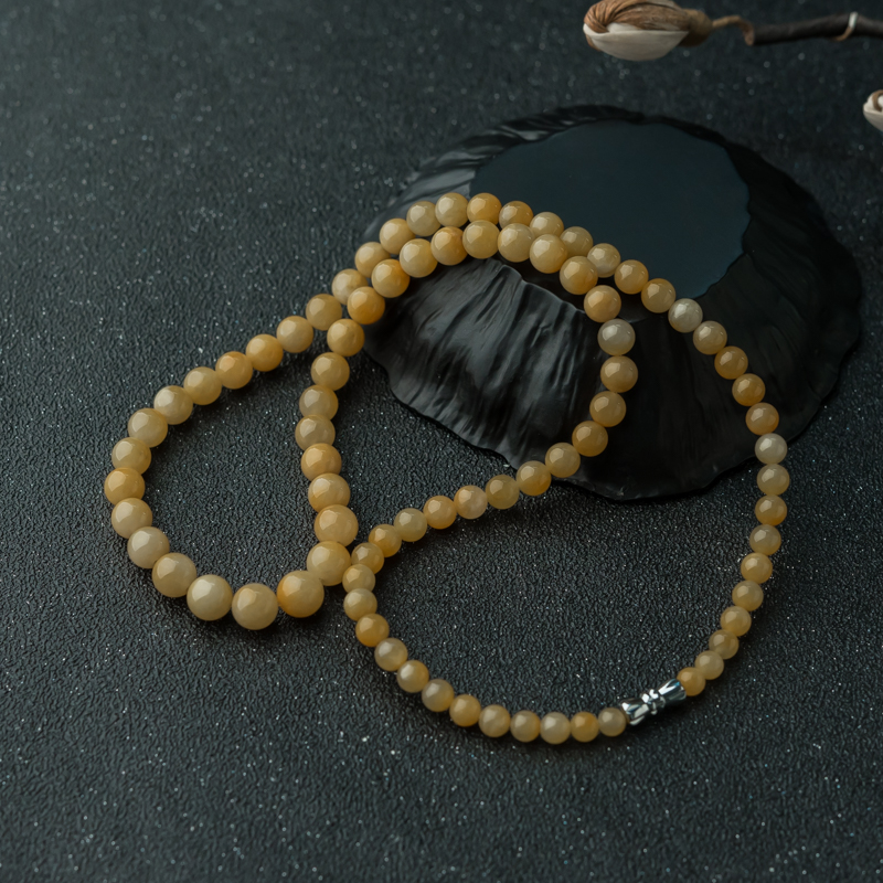 缅甸糯种黄翡项链-红掌柜