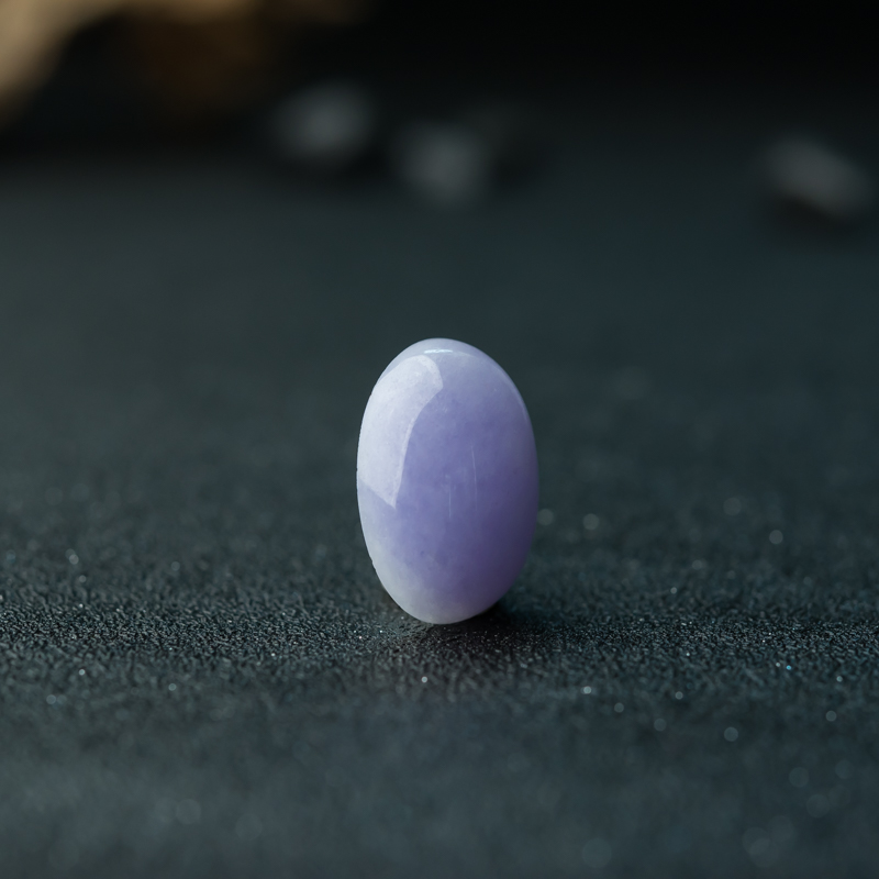 缅甸糯种紫罗兰翡翠戒面-红掌柜