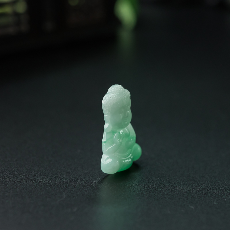 缅甸糯种飘翠翡翠宝宝佛吊坠-红掌柜