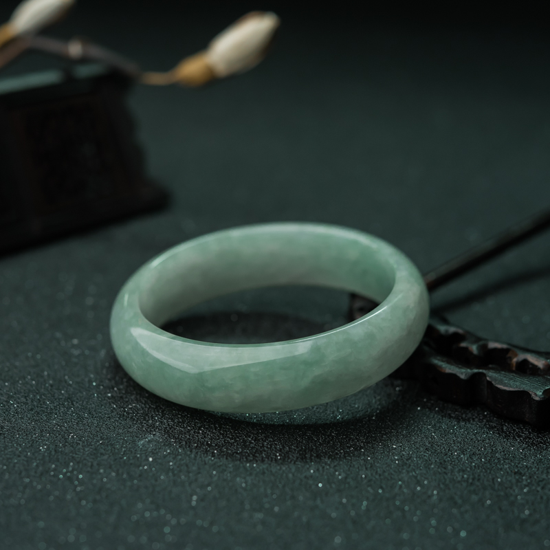 糯冰种晴水翡翠平安镯-红掌柜