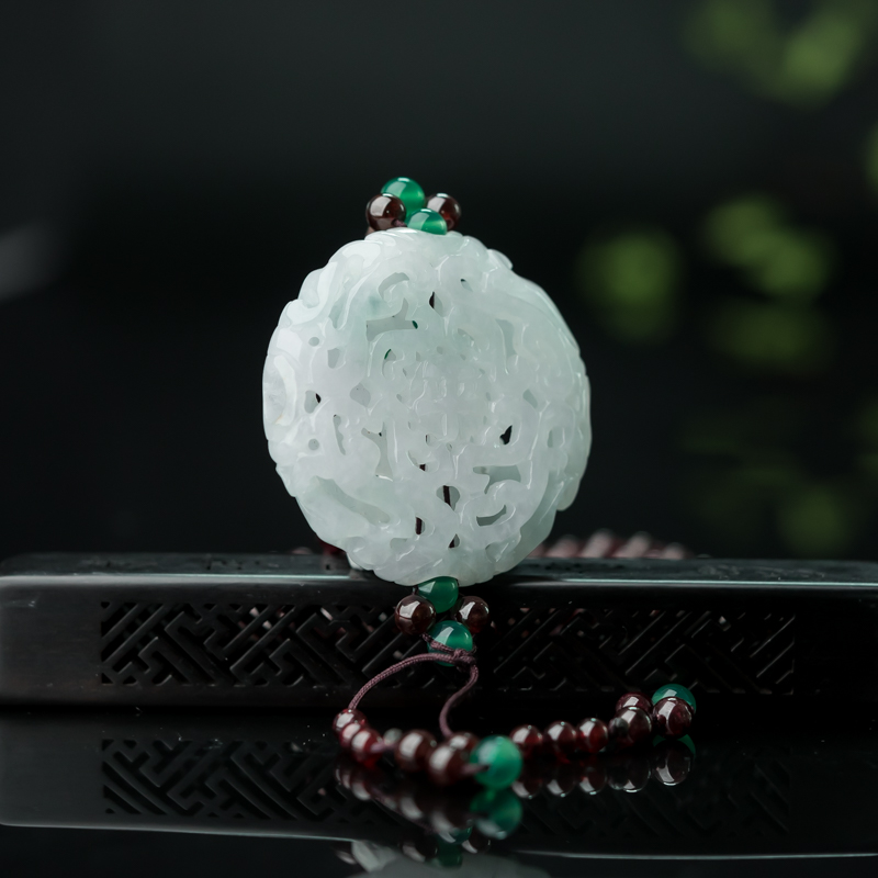 天然糯种飘翠翡翠平安毛衣链-红掌柜