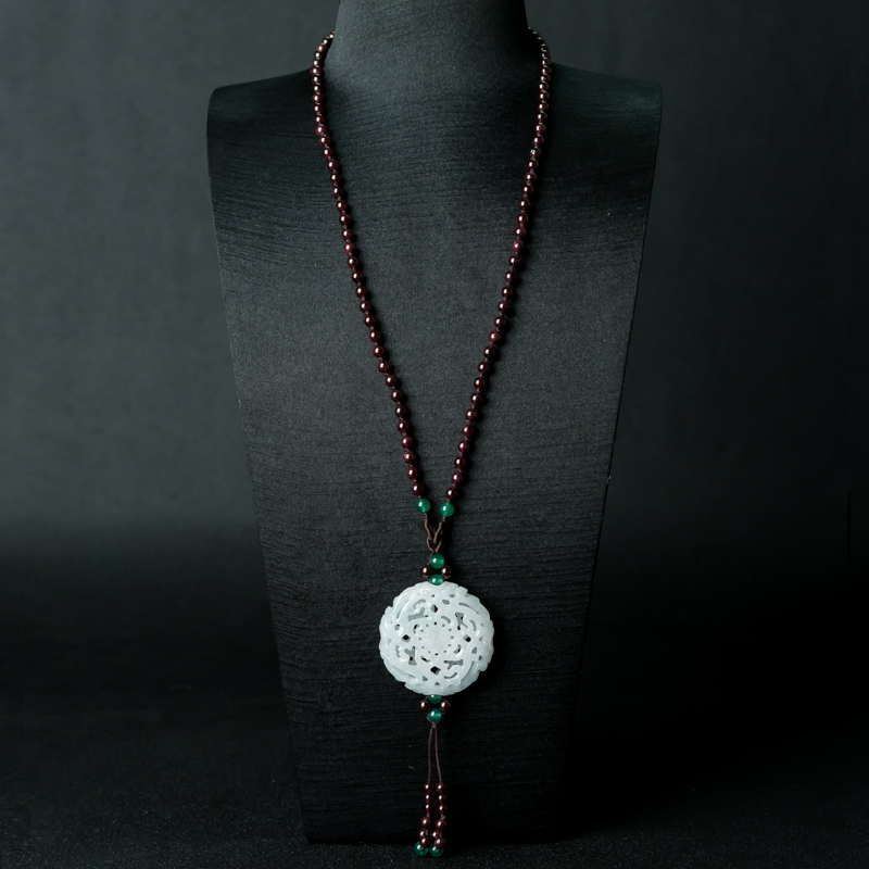 缅甸天然糯种飘翠翡翠毛衣链-红掌柜