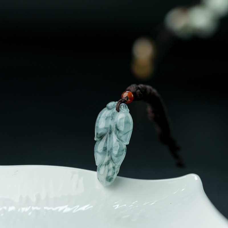 天然糯种飘花翡翠金枝玉叶吊坠-红掌柜