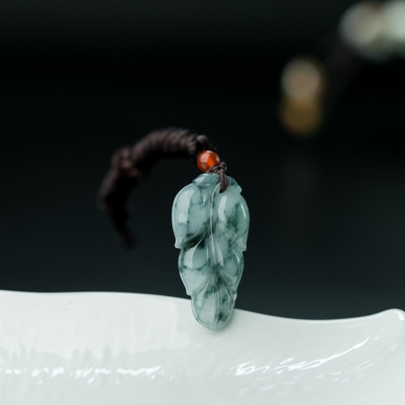 缅甸糯种飘花翡翠金枝玉叶吊坠-红掌柜