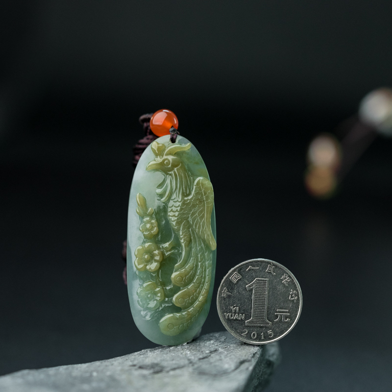 糯种翡翠凤凰吊坠-红掌柜
