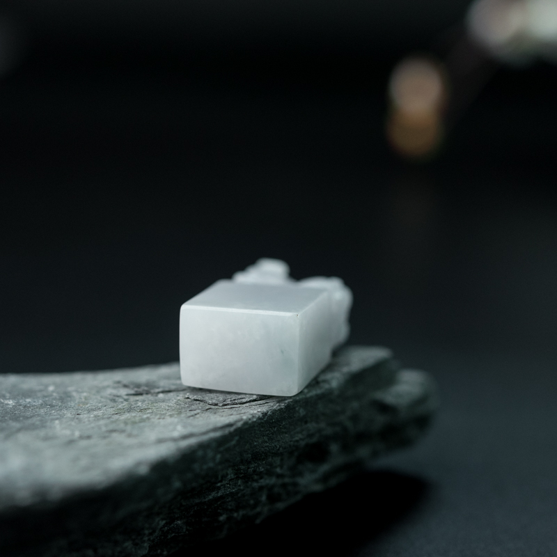 缅甸天然紫罗兰翡翠貔貅印章-红掌柜