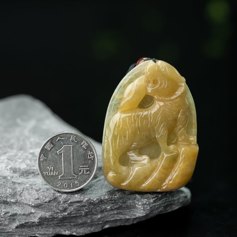 糯种黄翡吊坠-红掌柜