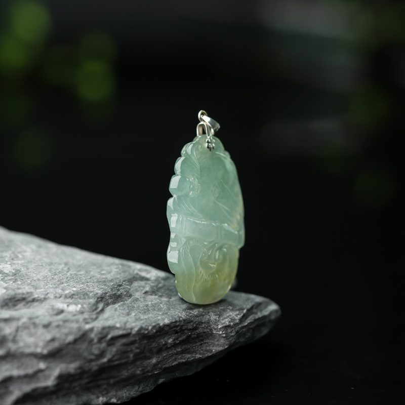 缅甸冰种俏色翡翠福在眼前吊坠-红掌柜