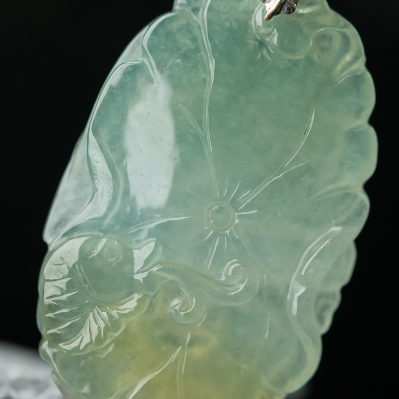 缅甸天然冰种翡翠福在眼前吊坠-红掌柜