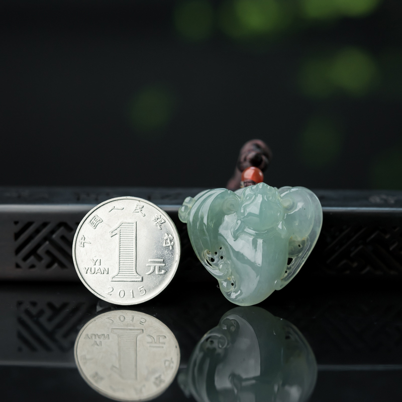 缅甸翡翠福在眼前吊坠-红掌柜