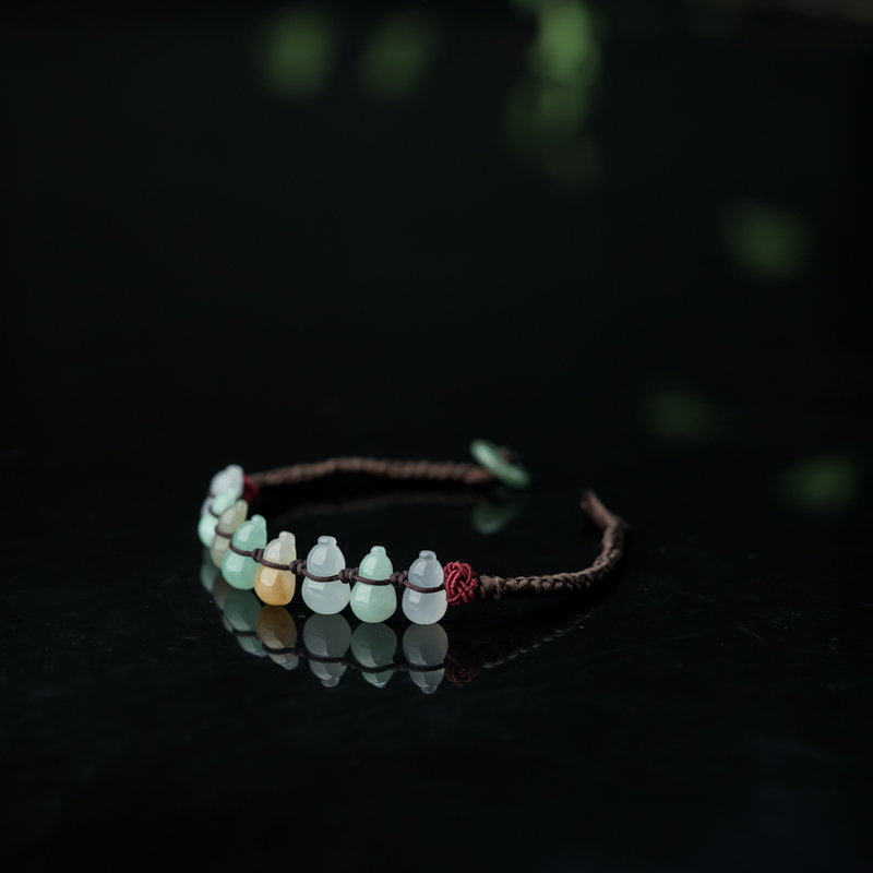 三彩翡翠福禄手串-红掌柜