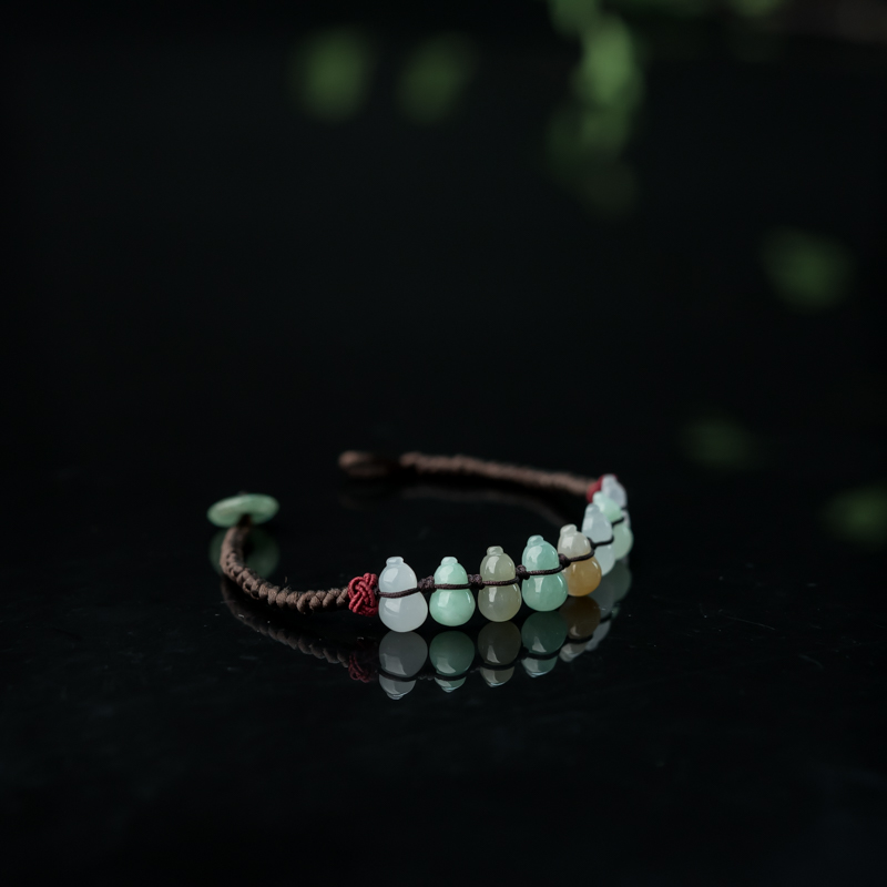 糯冰种翡翠福禄手串-红掌柜