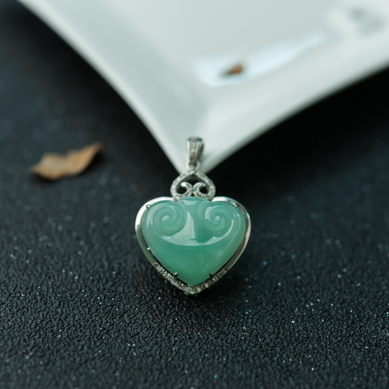 缅甸天然糯种淡晴水翡翠心想事成吊坠-红掌柜