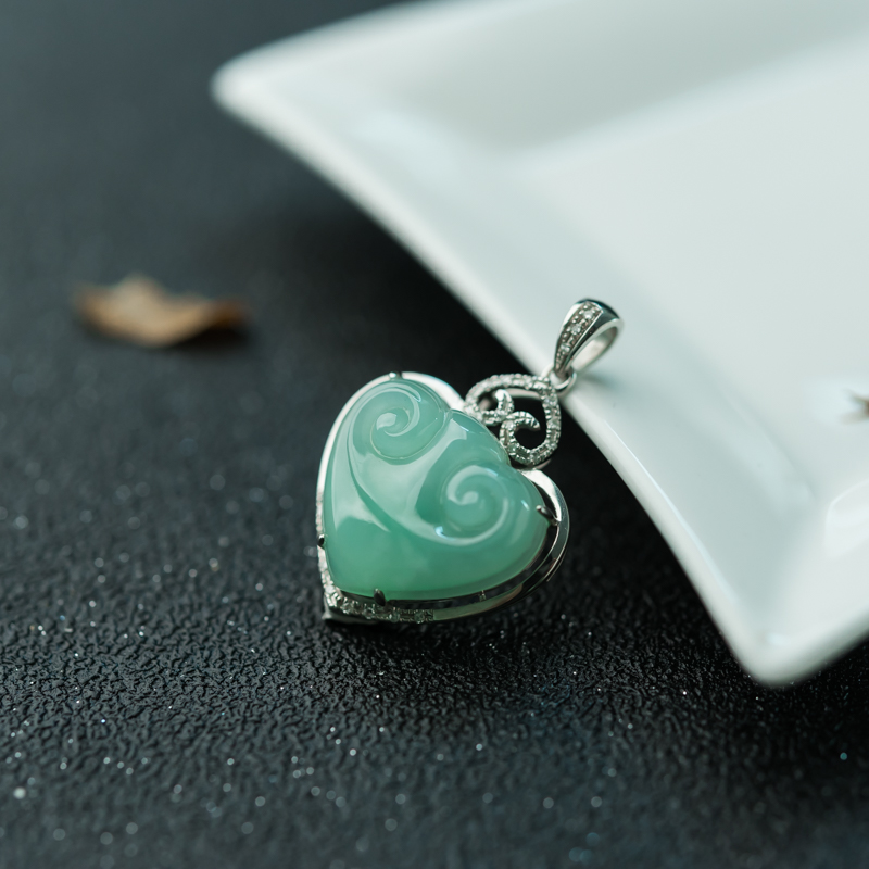 天然糯种淡晴水翡翠心想事成吊坠-红掌柜