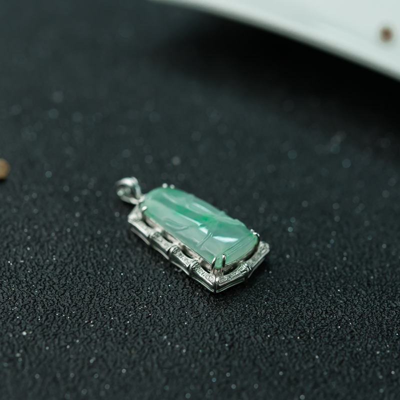 缅甸天然糯种翡翠节节高升吊坠-红掌柜