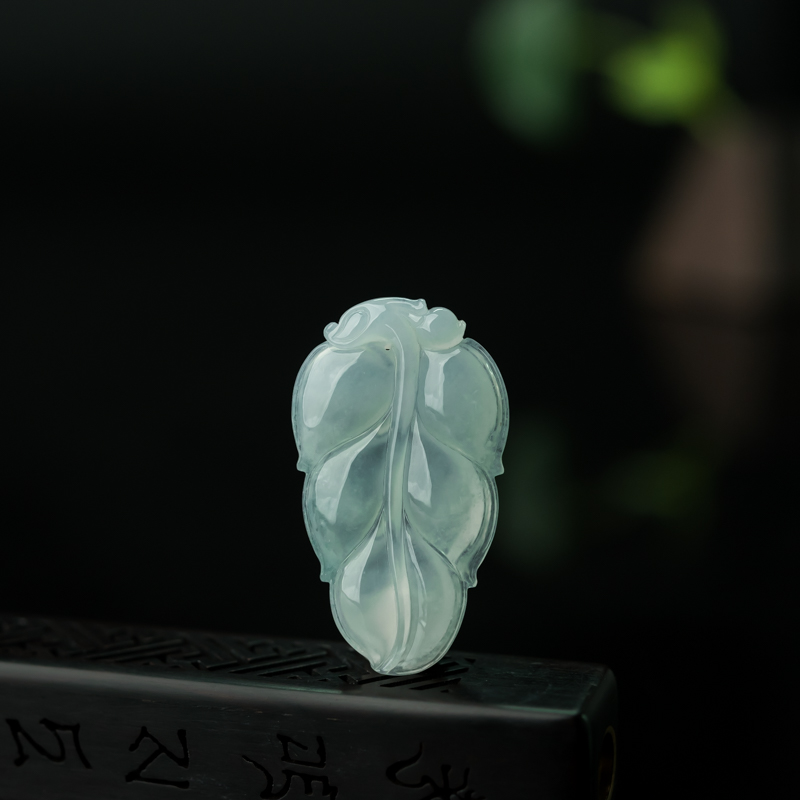 缅甸天然糯冰种飘花翡翠大业有成吊坠-红掌柜