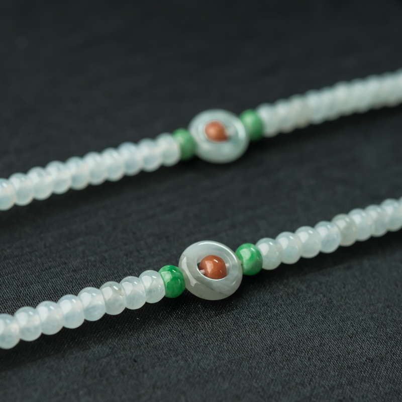 缅甸天然糯冰种翡翠项链-红掌柜