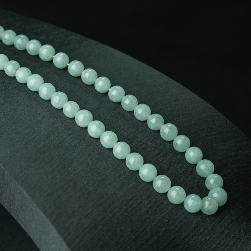 缅甸糯种浅绿翡翠项链-红掌柜
