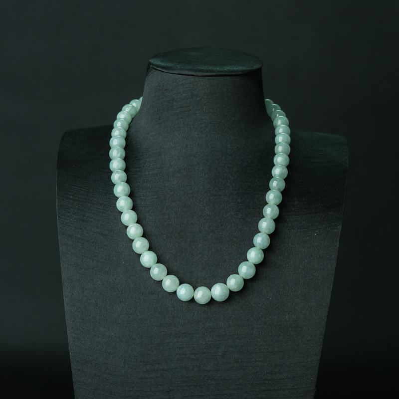 缅甸天然浅绿翡翠项链-红掌柜