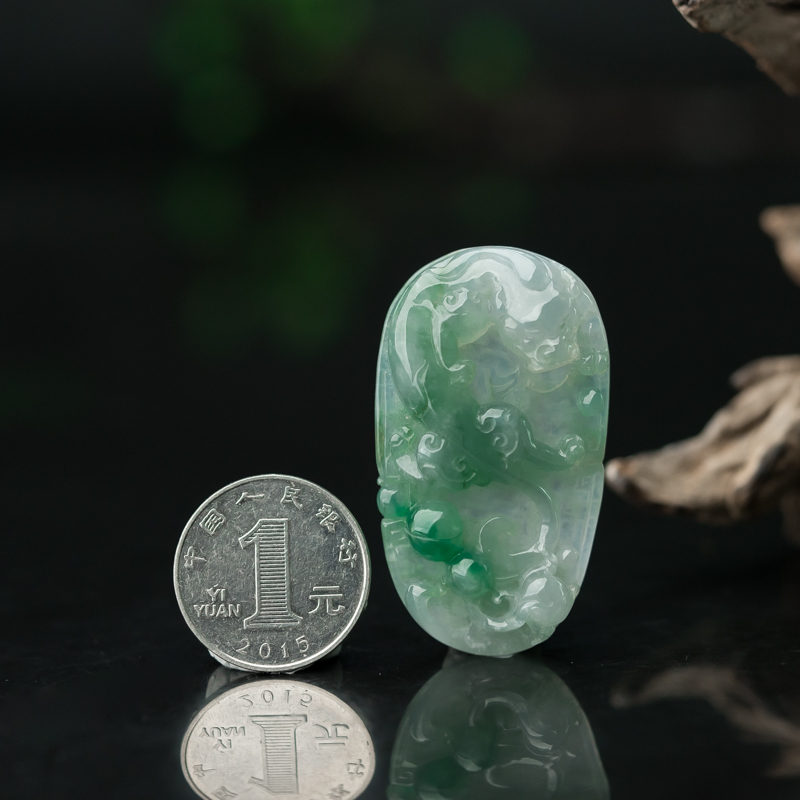 糯冰种翡翠貔貅吊坠-红掌柜