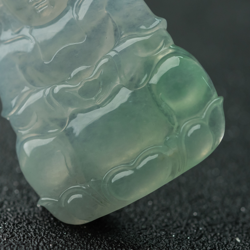 缅甸天然糯冰种淡晴水翡翠吊坠-红掌柜