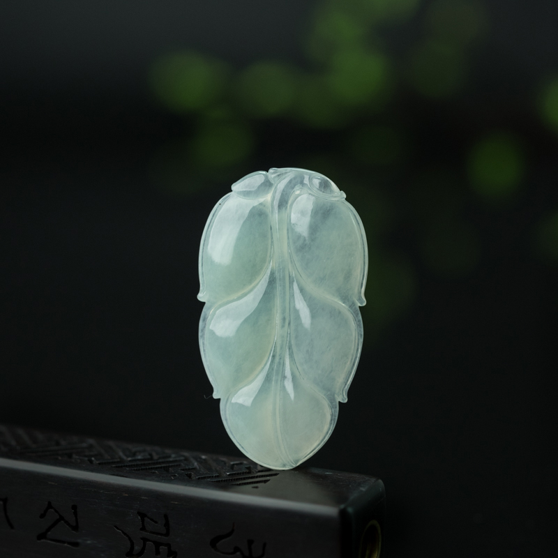 缅甸天然糯冰种淡晴水翡翠大业有成吊坠-红掌柜