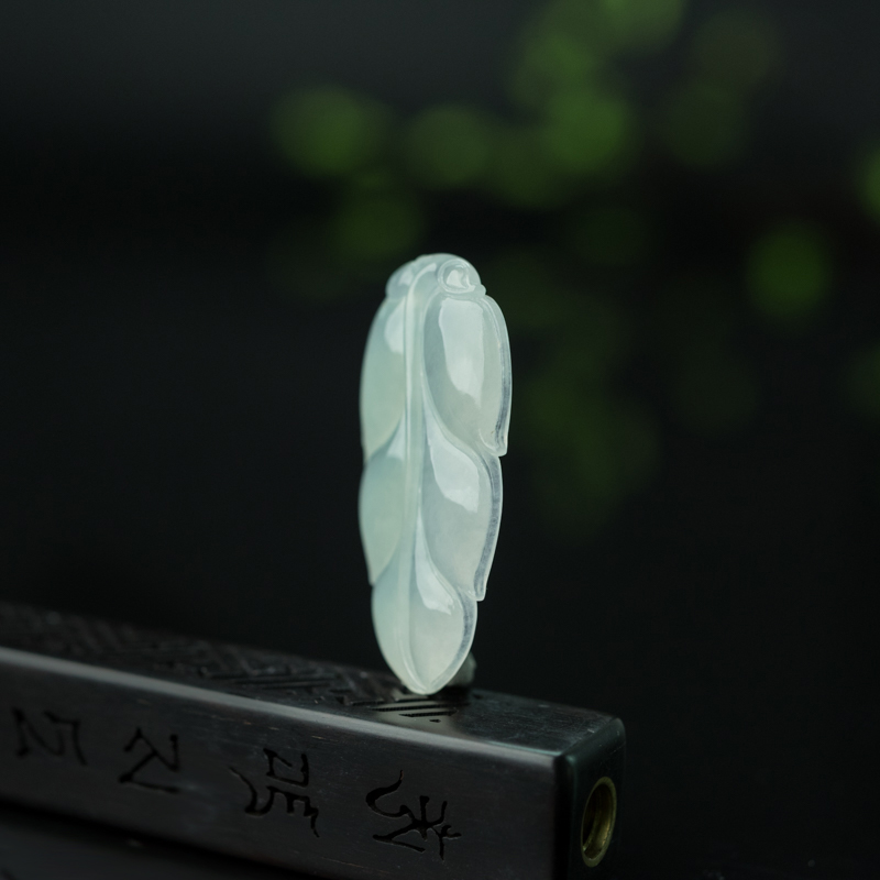 天然糯冰种淡晴水翡翠大业有成吊坠-红掌柜