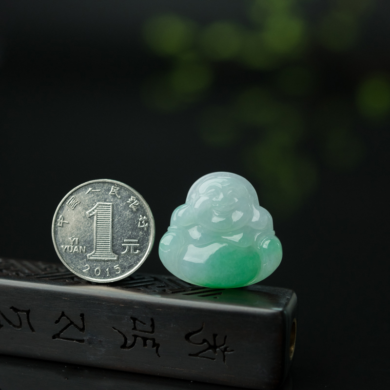 糯种翡翠弥勒佛吊坠-红掌柜