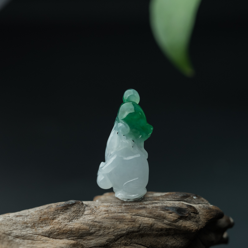 缅甸天然飘翠翡翠舐犊之情吊坠-红掌柜