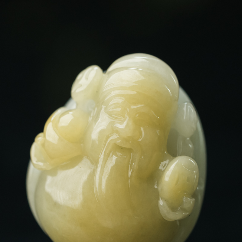 缅甸天然糯种翡翠财神吊坠-红掌柜