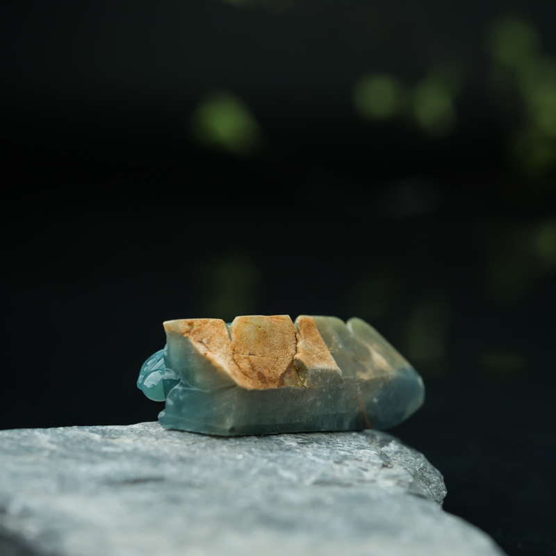 天然糯种蓝绿翡翠蜥蜴两用款-红掌柜