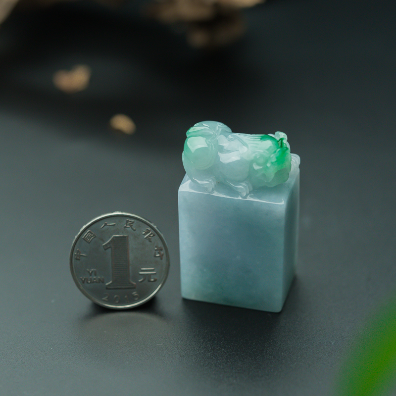 糯种翡翠貔貅印章-红掌柜