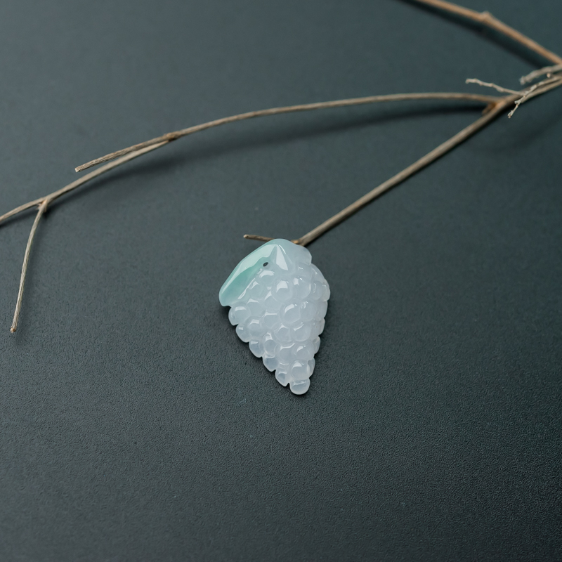 缅甸天然糯冰种春带彩翡翠多子多福吊坠-红掌柜