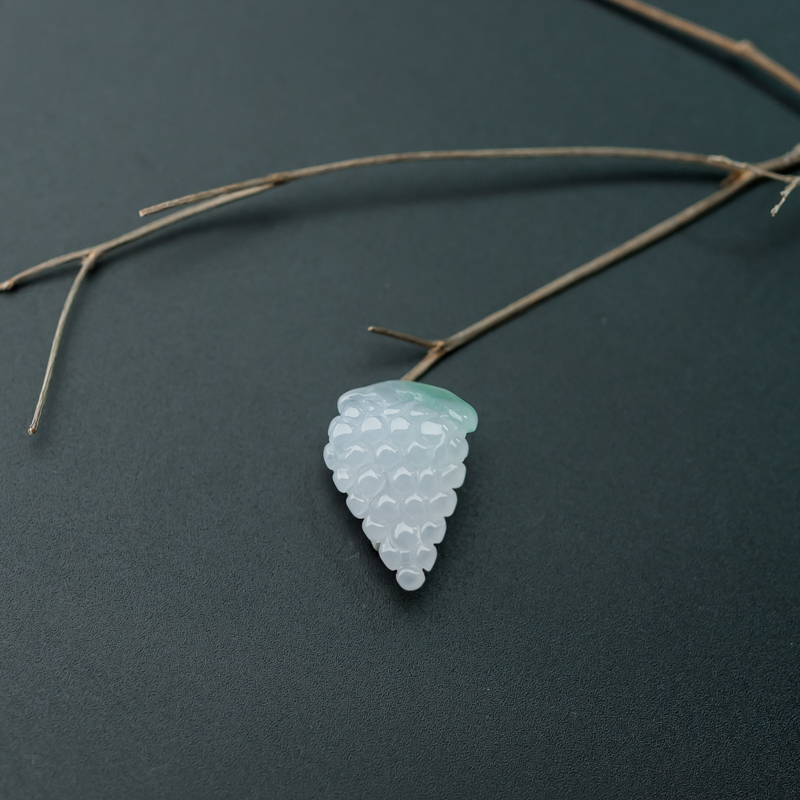 缅甸天然春带彩翡翠多子多福吊坠-红掌柜