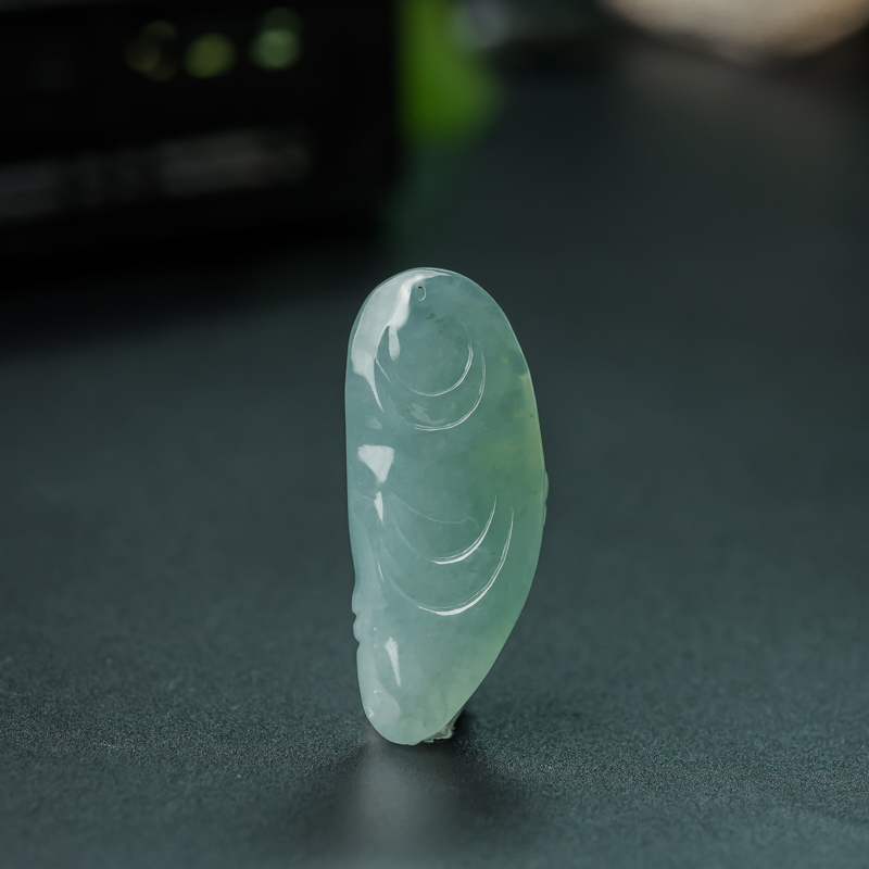 缅甸天然晴水翡翠弥勒佛吊坠-红掌柜