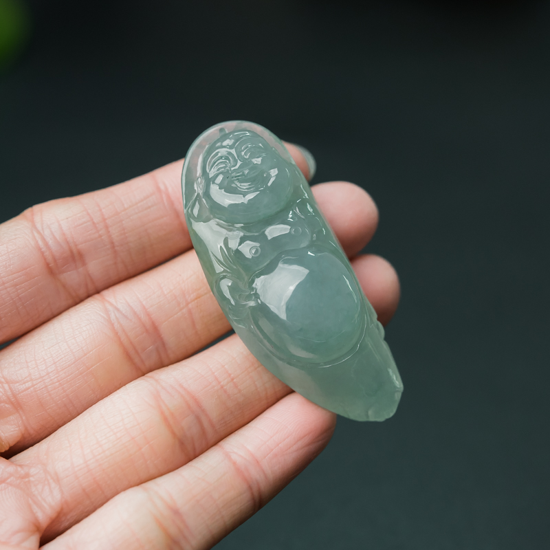 缅甸天然糯冰种晴水翡翠吊坠-红掌柜