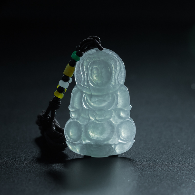 缅甸天然糯冰种翡翠吊坠-红掌柜